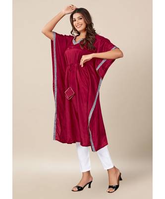 Maroon Dola Silk stitched   Kaaftan 2