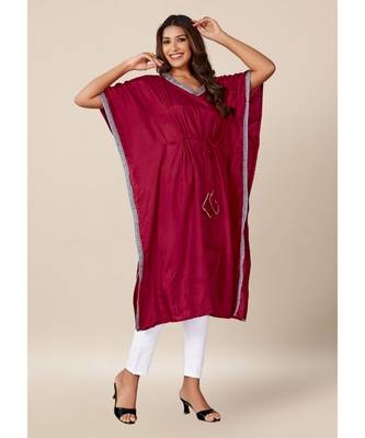 Maroon Dola Silk stitched   Kaaftan 3