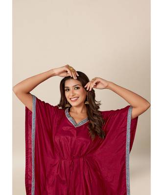 Maroon Dola Silk stitched   Kaaftan 4