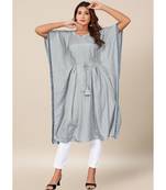 Grey Dola Silk stitched   Kaaftan