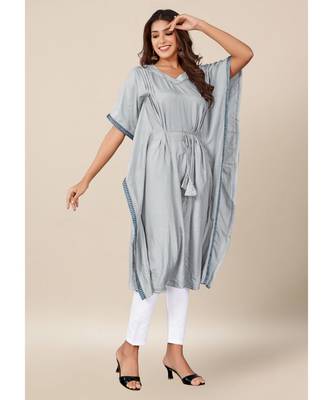 Grey Dola Silk stitched   Kaaftan 3