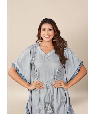 Grey Dola Silk stitched   Kaaftan 4
