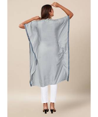 Grey Dola Silk stitched   Kaaftan 5