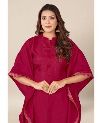 Maroon Dola Silk stitched   Kaaftan 4