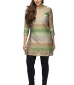Brown printed viscose short-kurtis