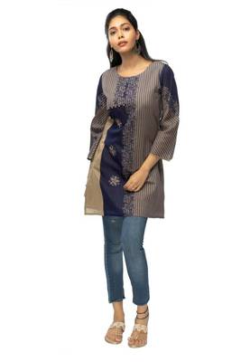 Blue printed viscose short-kurtis 1