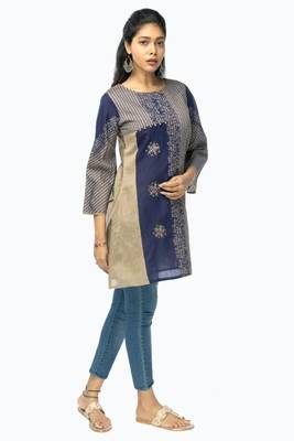Blue printed viscose short-kurtis 2