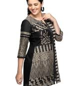 Black embroidered viscose short-kurtis