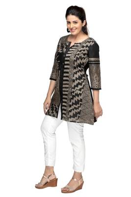 Black embroidered viscose short-kurtis 2