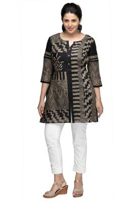 Black embroidered viscose short-kurtis 3