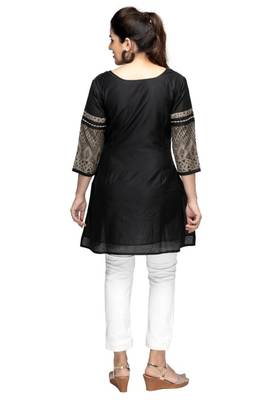 Black embroidered viscose short-kurtis 4
