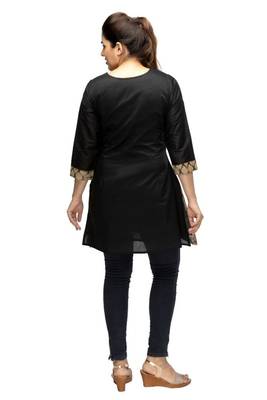 Black embroidered cotton viscose short-kurtis 4