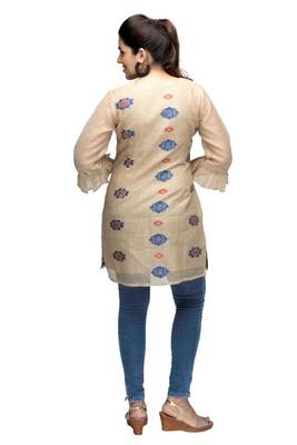 Beige printed viscose short-kurtis 4