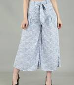 White Striped Palazzo With Belt
