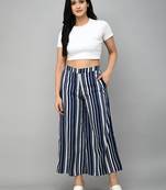 Navy Blue Striped Palazzo Pants