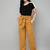 Womens Yellow Striped Palazzo With Belt