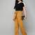 Womens Yellow Striped Palazzo With Belt