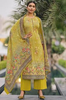 Yellow digital print pure cotton salwar
