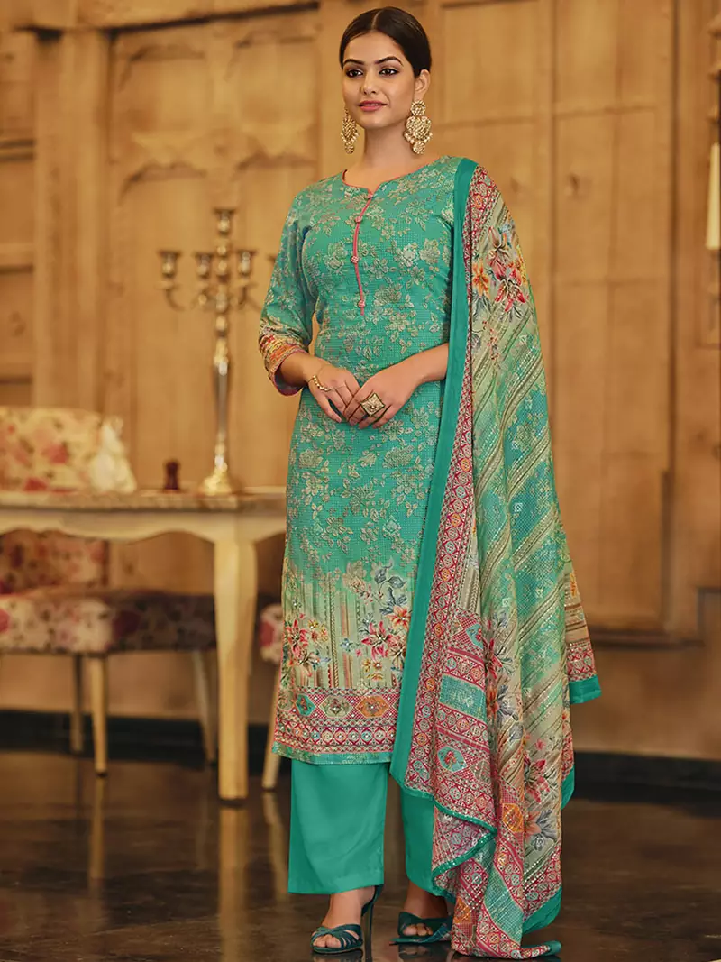 Green digital print pure cotton salwar