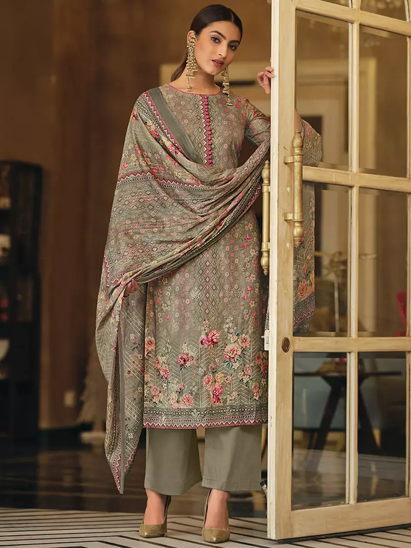 Grey digital print pure cotton salwar