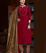Maroon embroidered pure crepe salwar