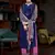 Royal blue embroidered pure crepe salwar