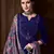 Royal blue embroidered pure crepe salwar