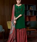 Green embroidered pure crepe salwar