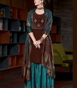 Brown embroidered pure crepe salwar