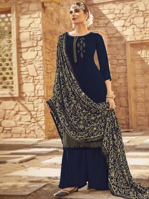 Navy blue embroidered georgette salwar 1