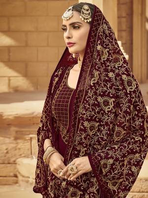 Maroon embroidered georgette salwar 2