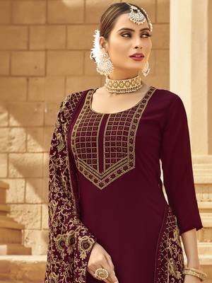Maroon embroidered georgette salwar 3