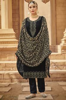 Black embroidered georgette salwar
