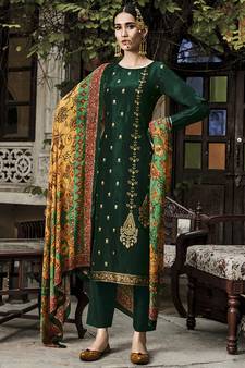 Green jacquard jacquard salwar