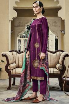 Wine jacquard jacquard salwar