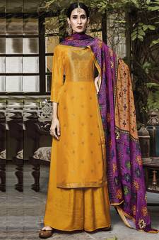 Yellow jacquard jacquard salwar