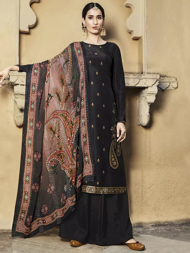 Black jacquard jacquard salwar