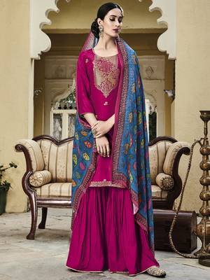Magenta jacquard jacquard salwar 1