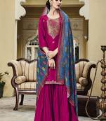 Magenta jacquard jacquard salwar