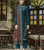 Teal jacquard jacquard salwar