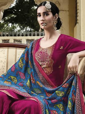 Magenta jacquard jacquard salwar 2