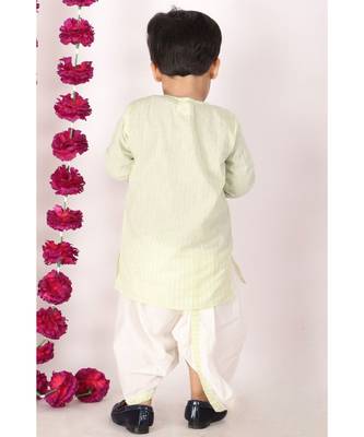 Golden Striped Kurta and Dhoti   Green and white 3