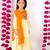 Embroidery Mirror work Kurta frock with Sharara and Dupatta   Yellow and Orange