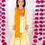 Embroidery Mirror work Kurta frock with Sharara and Dupatta   Yellow and Orange
