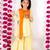 Embroidery Mirror work Kurta frock with Sharara and Dupatta   Yellow and Orange