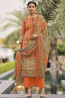 Orange digital print pure cotton salwar