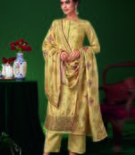 Yellow digital print jacquard salwar