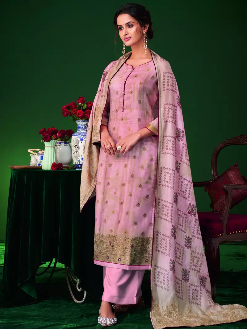Pink digital print jacquard salwar