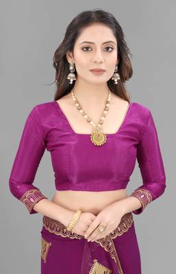 Purple embroidered faux georgette saree with blouse 3