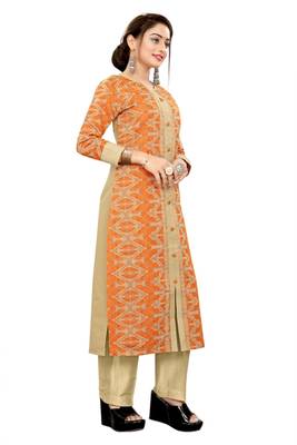 Orange embroidered viscose long-kurtis 3